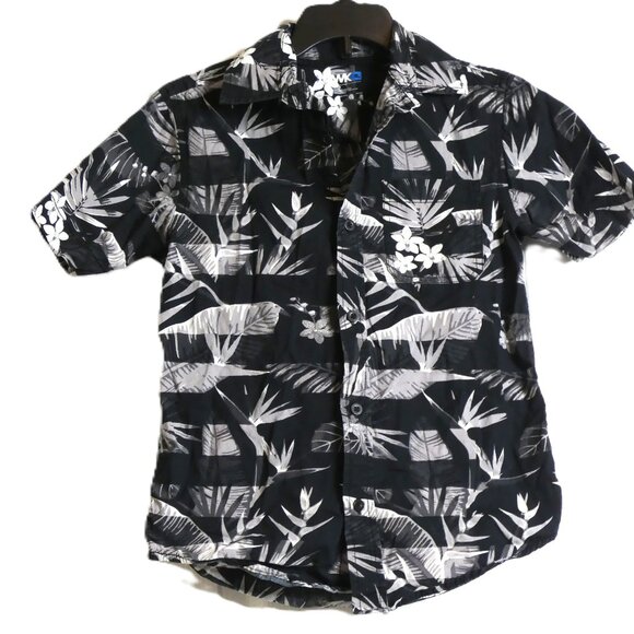 Hawk Boys Shirt Size S 100% Cotton Black White Hawaiian Pattern British - Picture 1 of 4